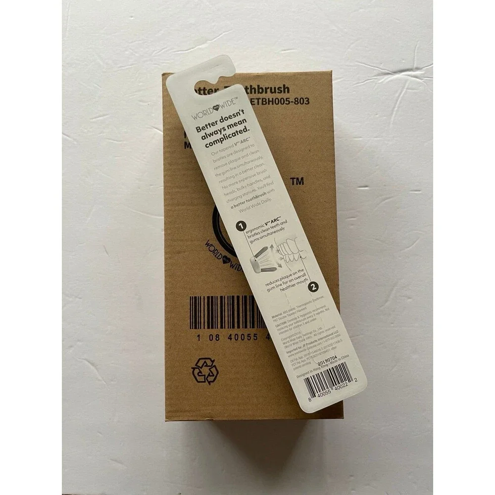 World Wide Better Toothbrush 12 Pieces Box Ultra Soft Tapered Arc Shape Bristle.